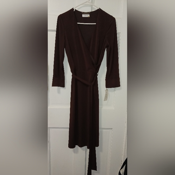 2008-10 CALVIN KLEIN Chocolate Faux Wrap Dress,  Sz 4 NWT - Picture 7 of 14